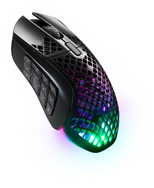 Aerox 9 Wireless Ultra Lightweight Honeycomb Water Resistant RGB Optical Gaming Mouse with 18 Programmable Buttons